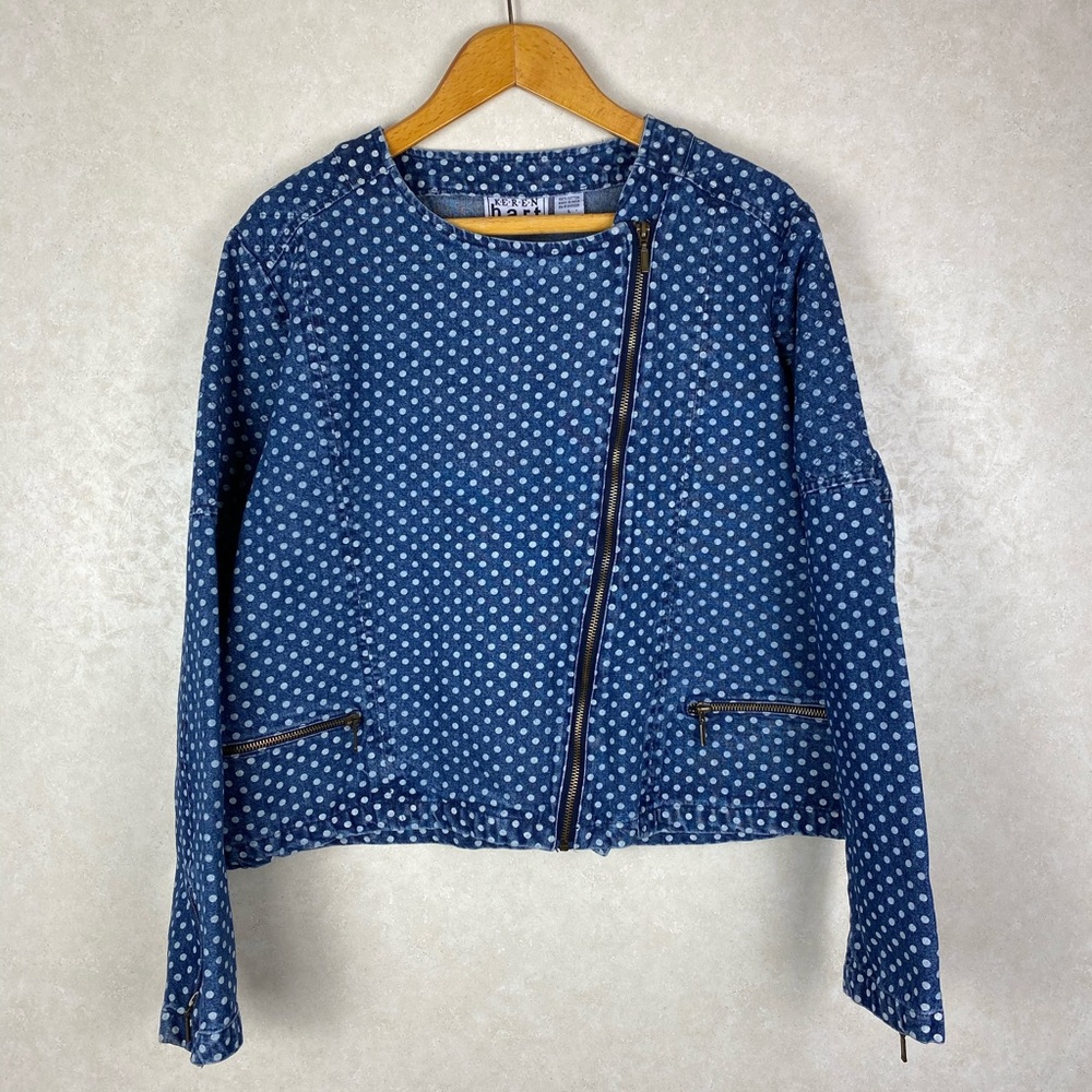 Vintage Denim Zipper Polka Dot Jacket